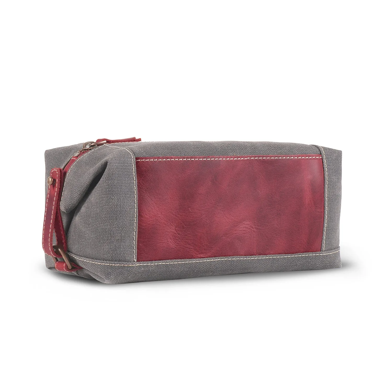 Londo Toiletry Bag Top Grain Leather and Canvas Travel Bag Dopp Kit Makeup Case, Cosmetic Bag
