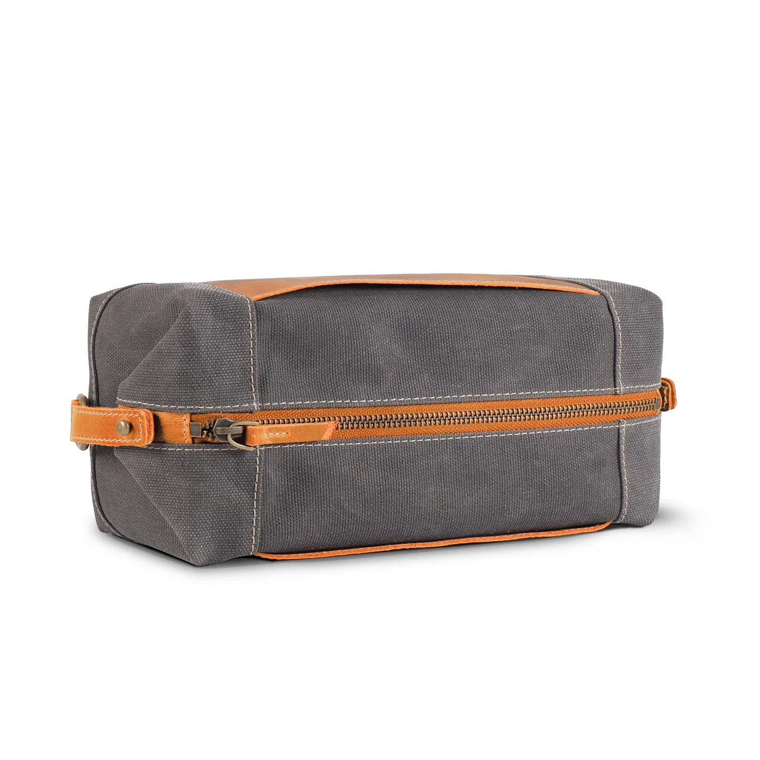 Londo Toiletry Bag Top Grain Leather and Canvas Travel Bag Dopp Kit Makeup Case, Cosmetic Bag