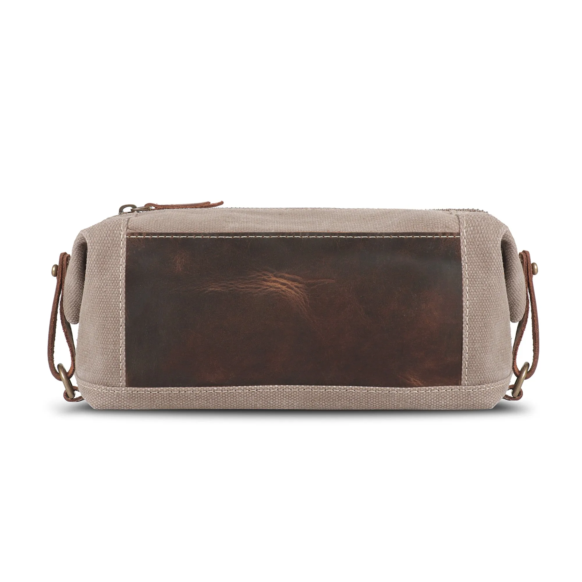 Londo Toiletry Bag Top Grain Leather and Canvas Travel Bag Dopp Kit Makeup Case, Cosmetic Bag