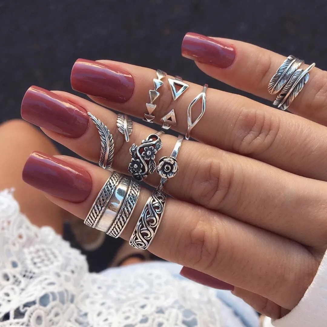 Scintillare by Sukkhi Resplendent Floral Feather Design Oxidised Ring Combo for Women