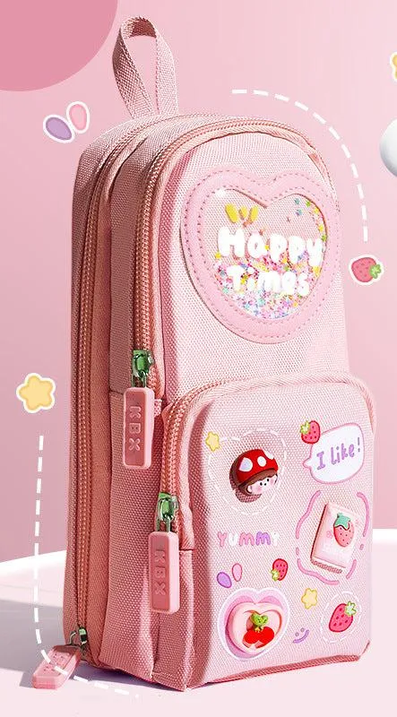 Three-Layer Cartoon Schoolbag and Pencil Case Set