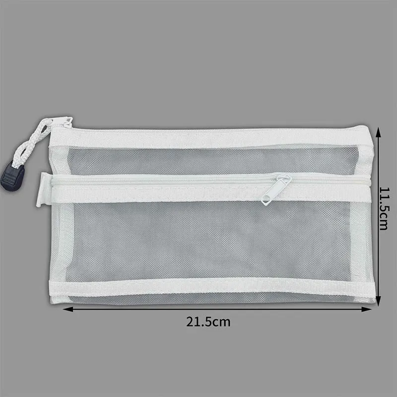 Transparent Mesh Single / Double Zipper Pencil Case