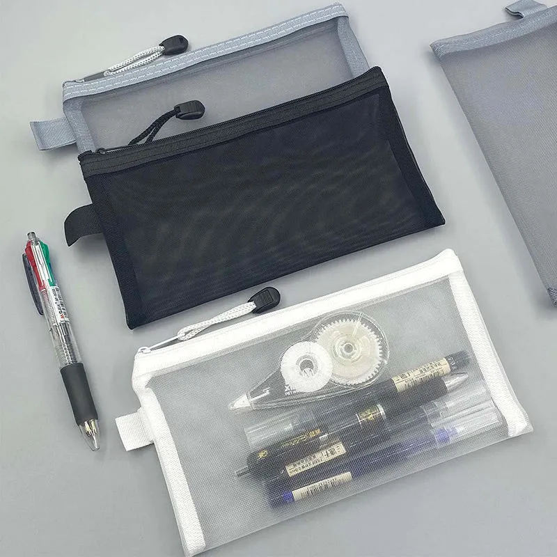 Transparent Mesh Single / Double Zipper Pencil Case