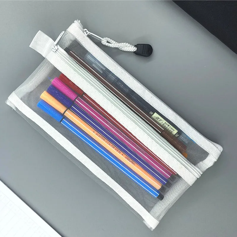 Transparent Mesh Single / Double Zipper Pencil Case