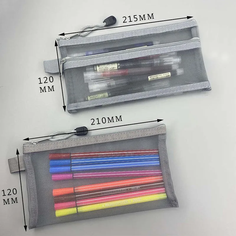 Transparent Mesh Single / Double Zipper Pencil Case