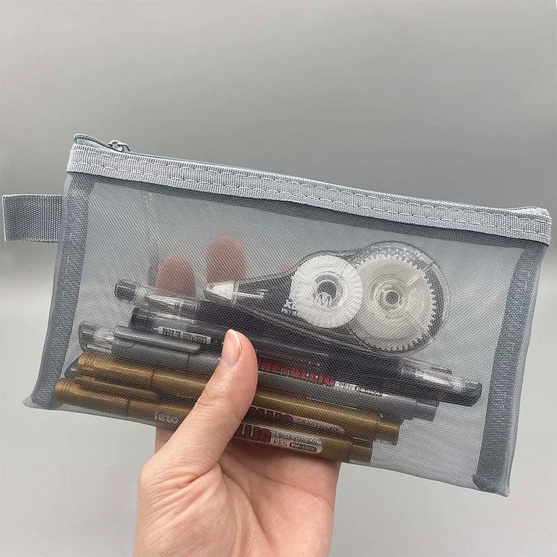 Transparent Mesh Single / Double Zipper Pencil Case