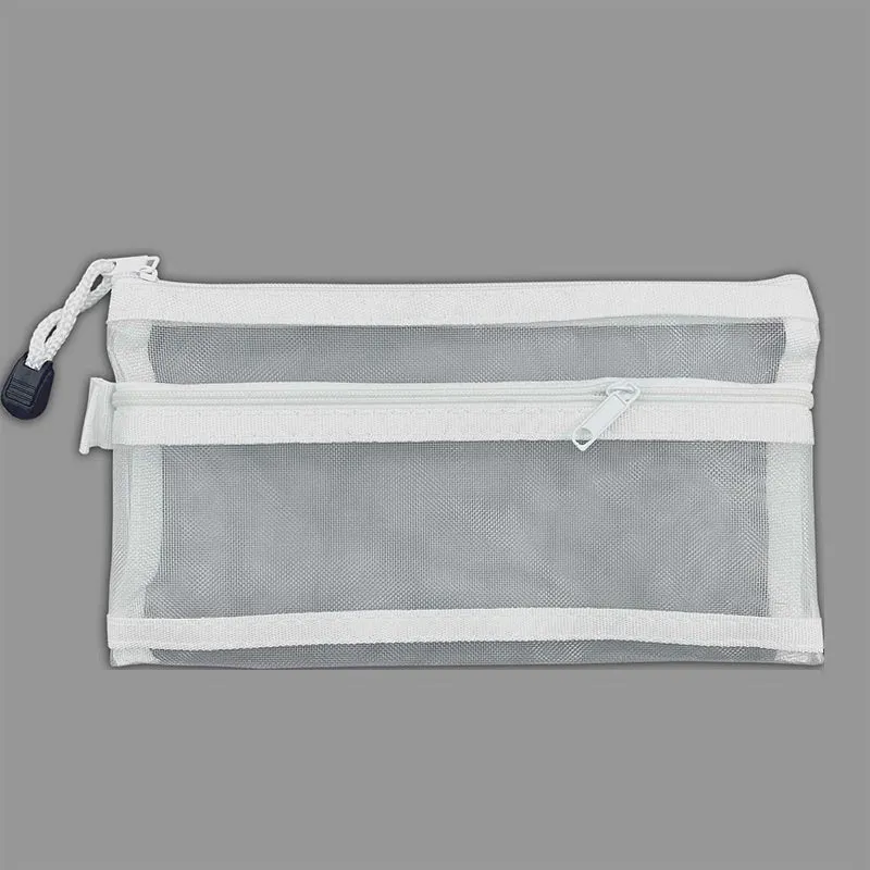 Transparent Mesh Single / Double Zipper Pencil Case