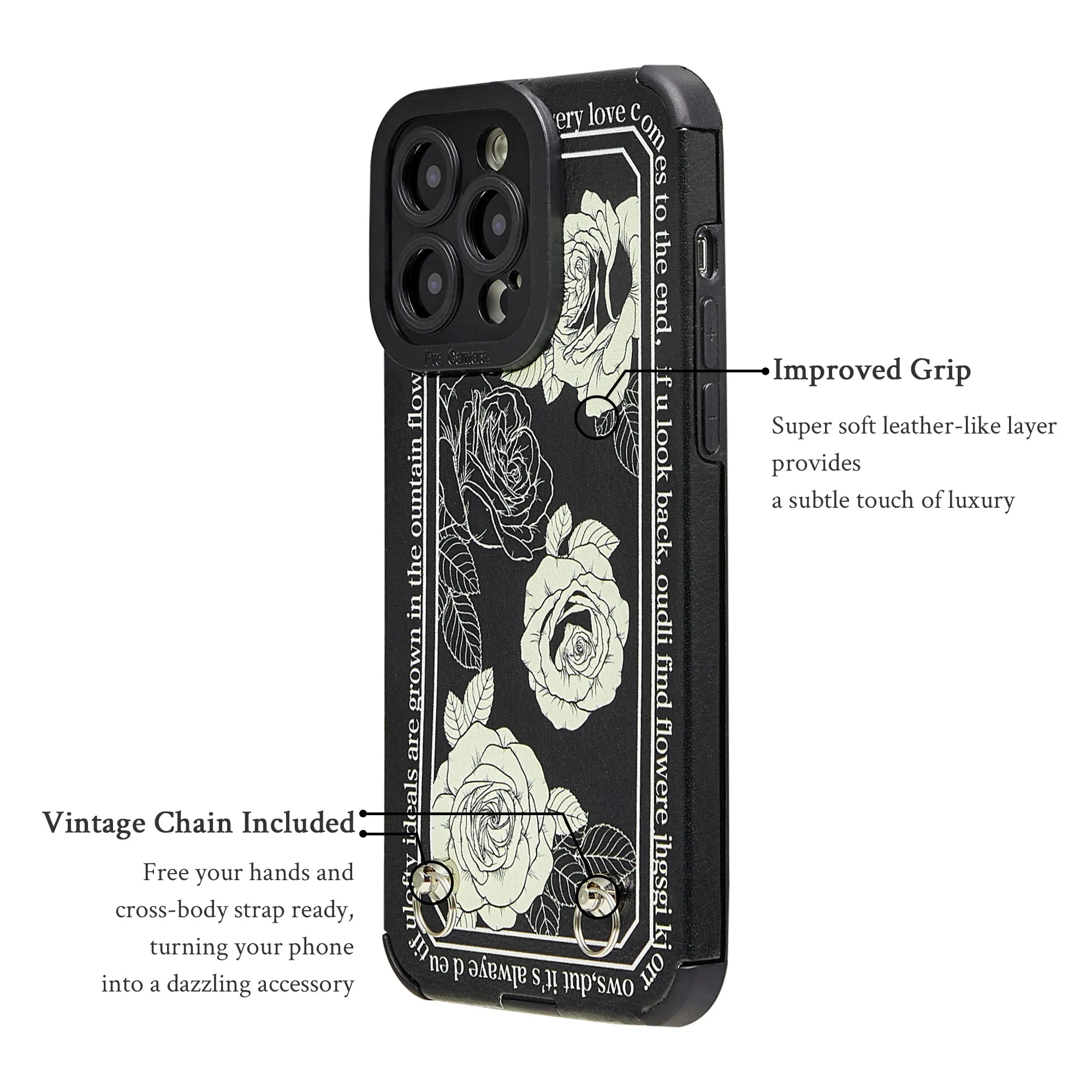 Vintage Floral Phone Case with Chain