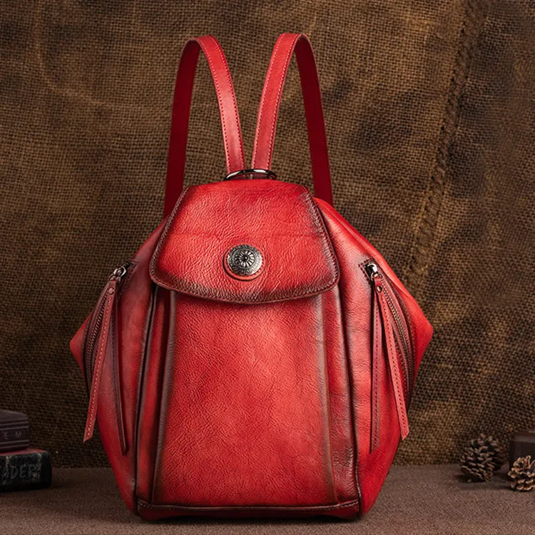 Vintage Womens Genuine Leather Rucksack Backpack Purse Handbags For Women