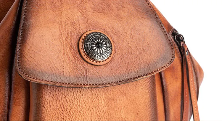 Vintage Womens Genuine Leather Rucksack Backpack Purse Handbags For Women