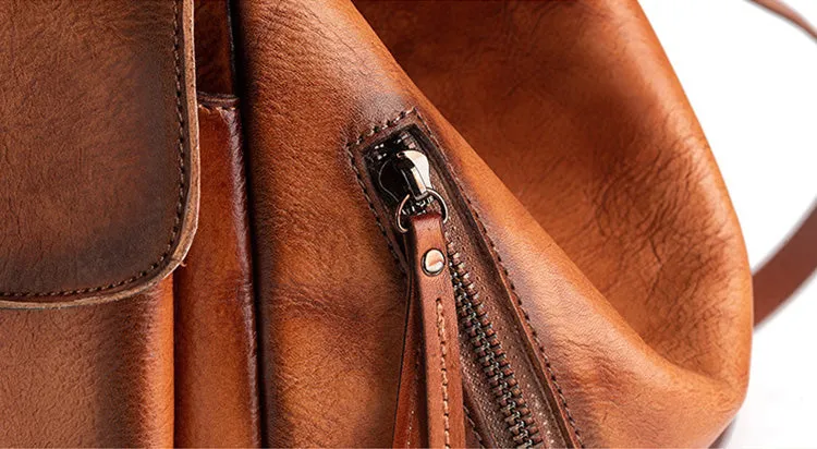 Vintage Womens Genuine Leather Rucksack Backpack Purse Handbags For Women