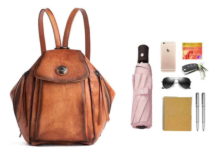 Vintage Womens Genuine Leather Rucksack Backpack Purse Handbags For Women